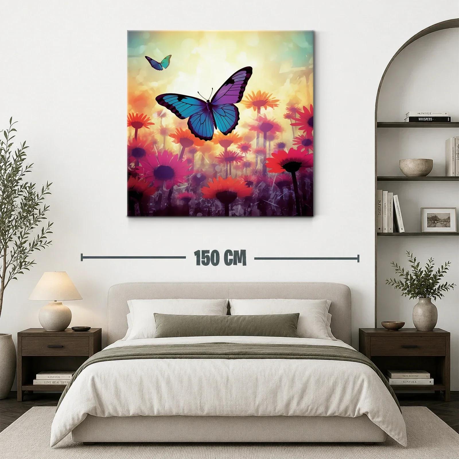 Mariposas vibrantes sobre campo de flores luminosas — miniatura 3