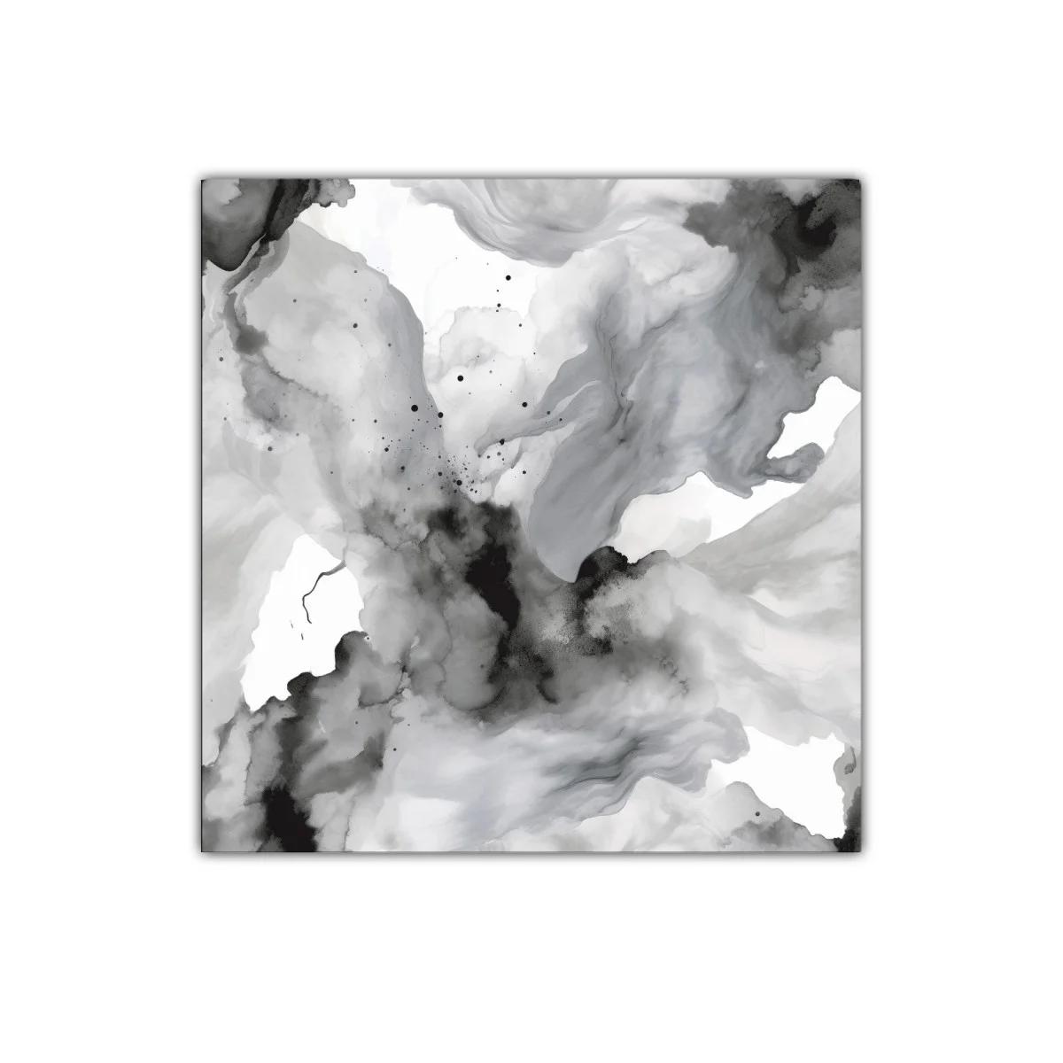 Cuadro abstracto en escala de grises con formas fluidas — imagen principal