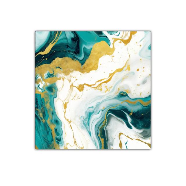 Cuadro decorativo con fluidez en tonos verdes y dorados