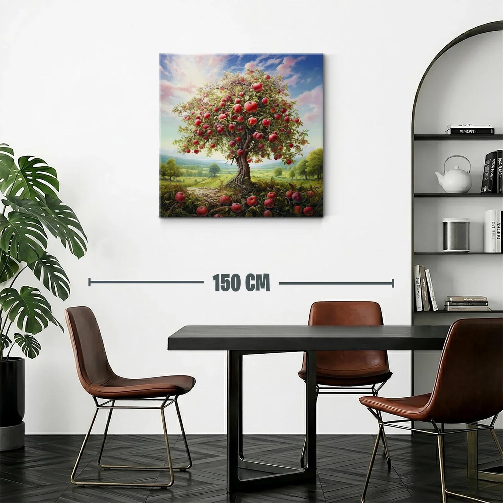 Árbol frutal cargado de manzanas en paisaje campestre — miniatura 2