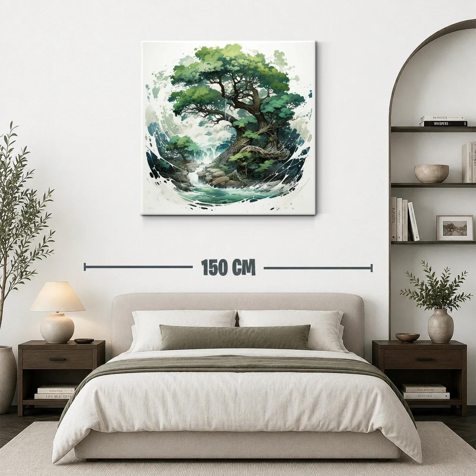 Árbol Majestuoso con Cascada en Escena Natural — miniatura 3