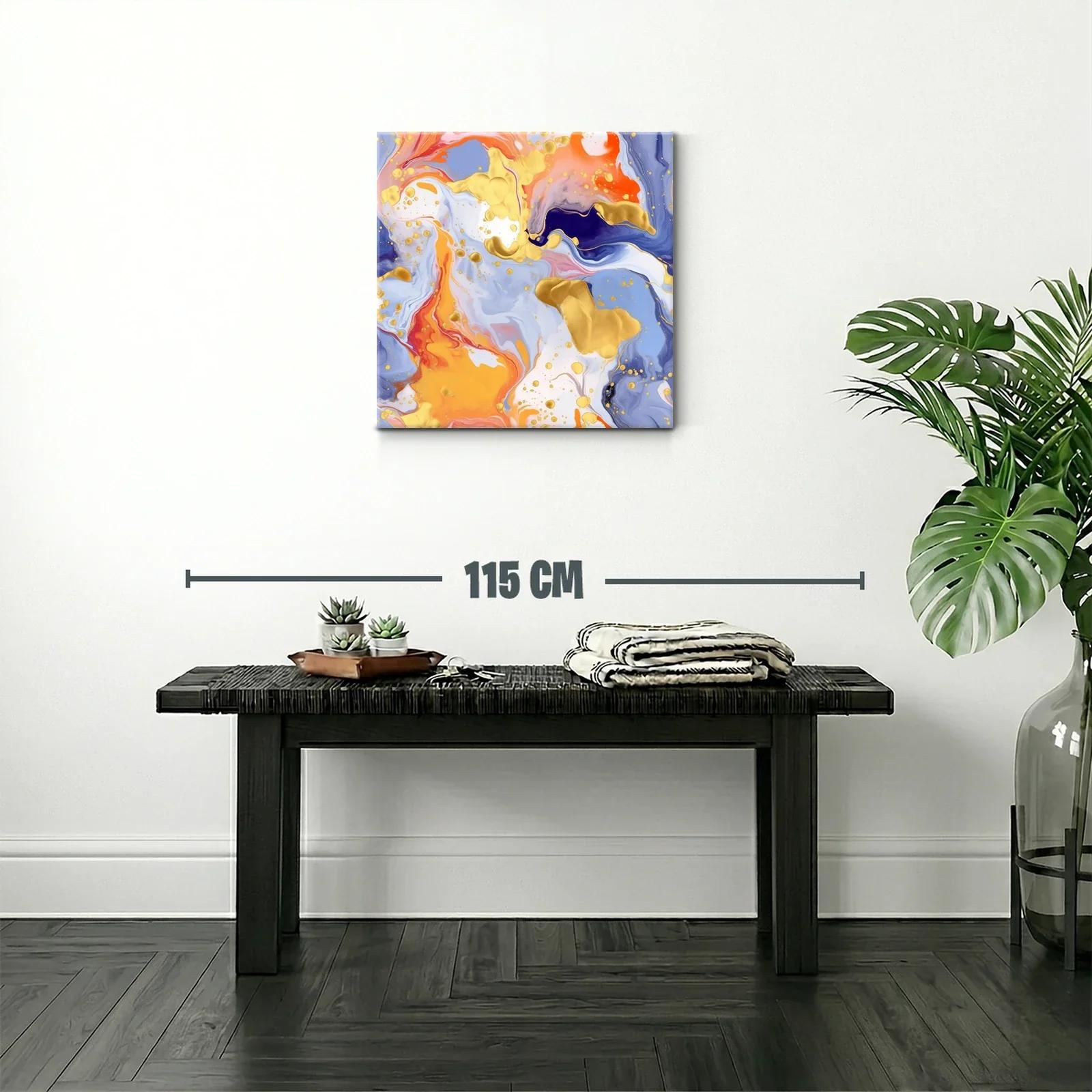 Cuadro abstracto con vibrantes tonos dorados y naranjas — miniatura 2