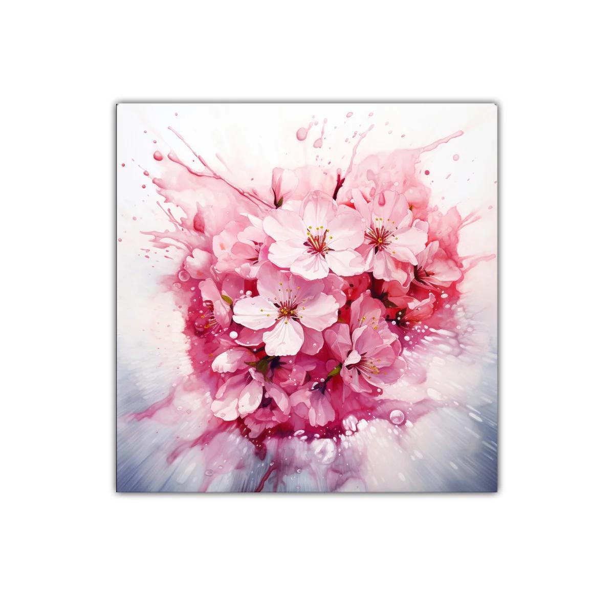 Composición de flores rosas con efecto estallido vibrante