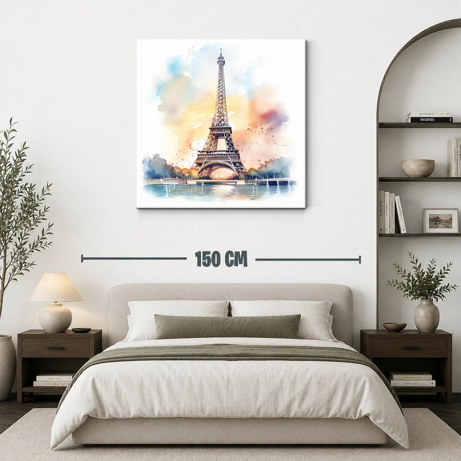 Cuadro Torre Eiffel en Acuarela con Tonos Suaves y Cálidos — miniatura 3