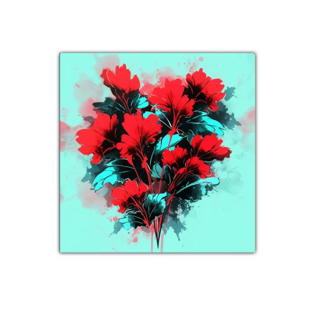 Cuadro decorativo de flores rojas con contraste vibrante