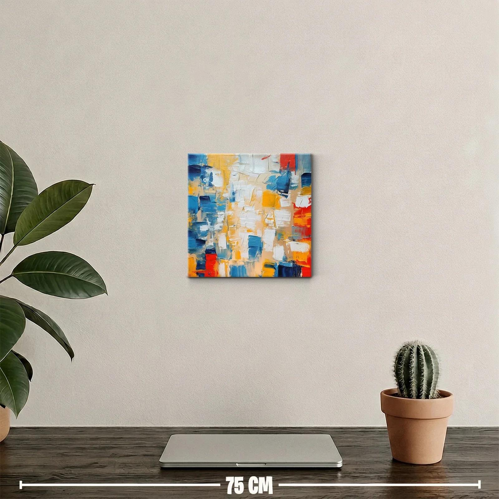 Cuadro abstracto con vibrantes tonos azules y naranjas — miniatura 2