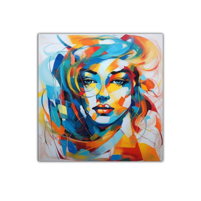 Cuadro decorativo rostro femenino con vibrantes colores