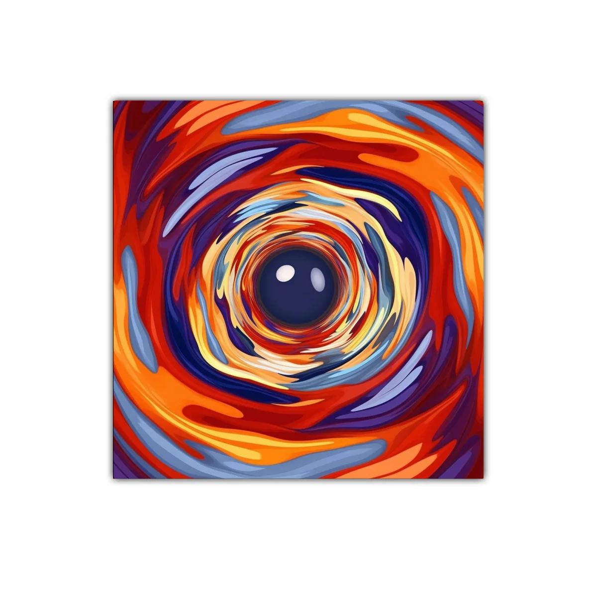 Cuadro abstracto con espiral de colores vibrantes y energía dinámica