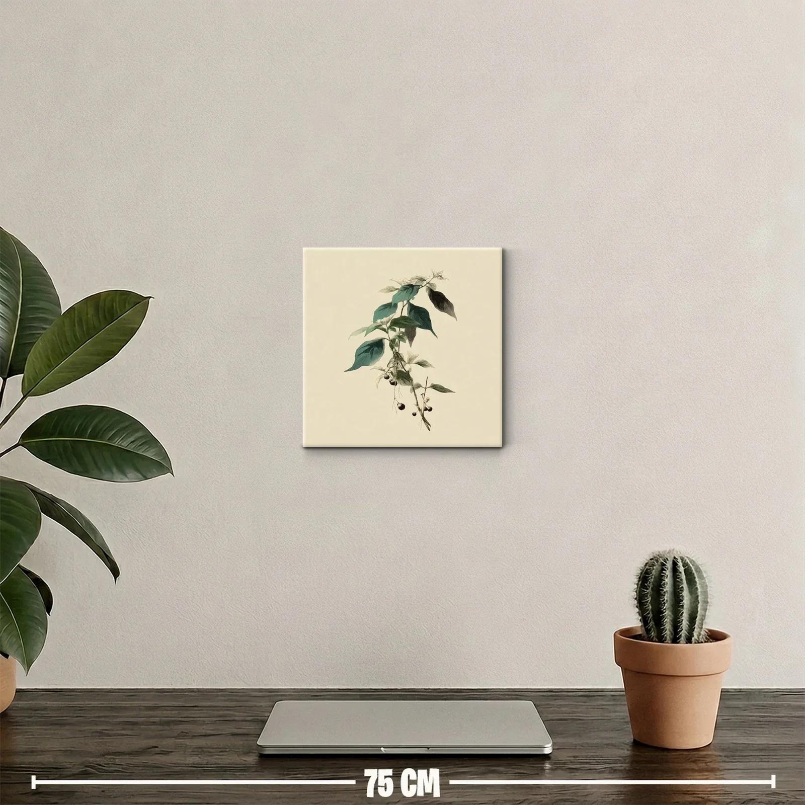 Cuadro decorativo planta con frutos en tonos verdes y neutros — miniatura 2