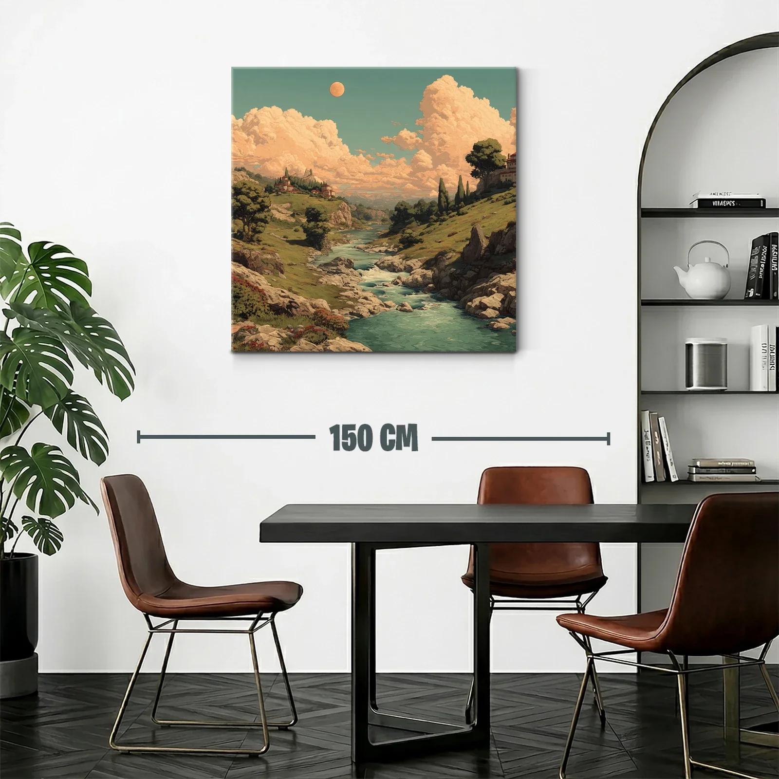 Paisaje campestre con río serpenteante al atardecer — miniatura 2
