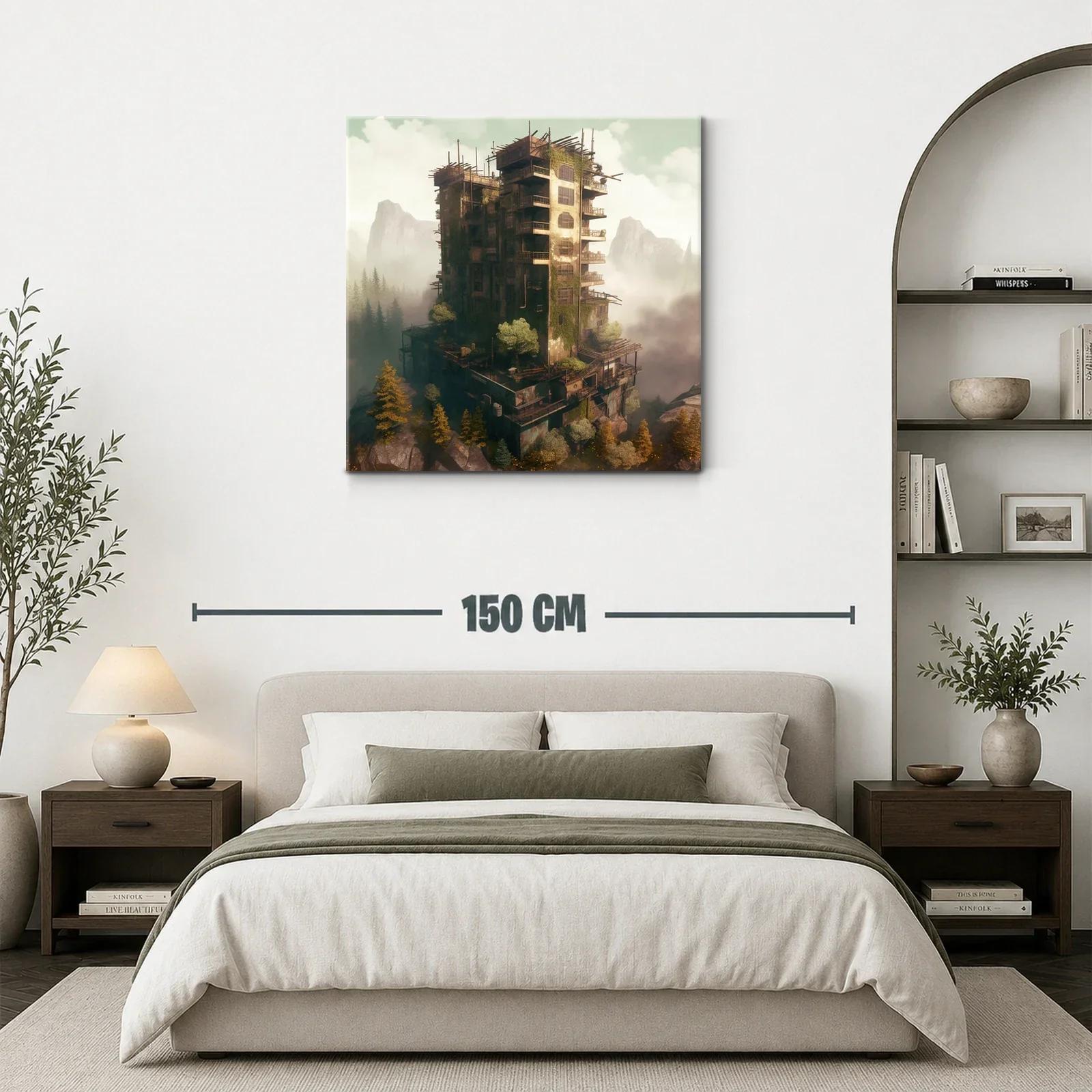 Edificio abandonado entre naturaleza y niebla misteriosa — miniatura 3