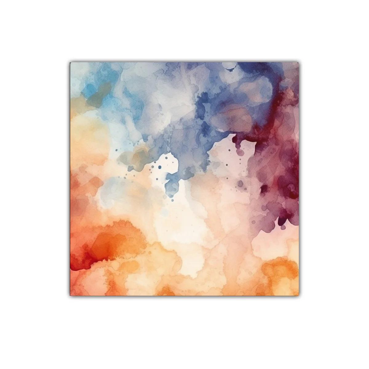Cuadro abstracto en tonos cálidos y fríos vibrantes