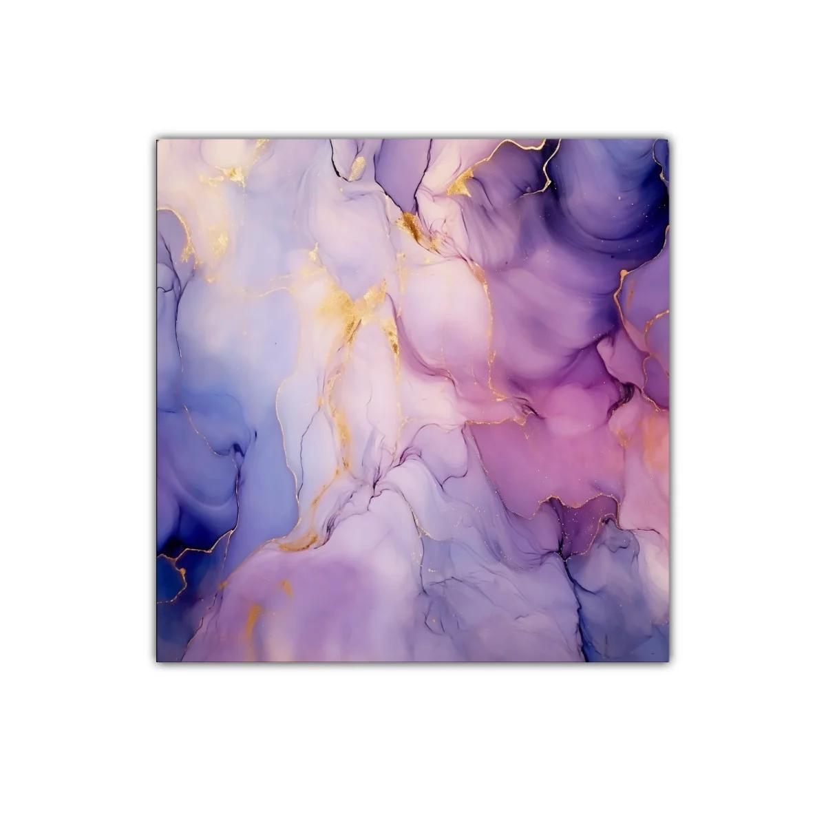 Cuadro decorativo con tonos morados y detalles en dorado — imagen principal