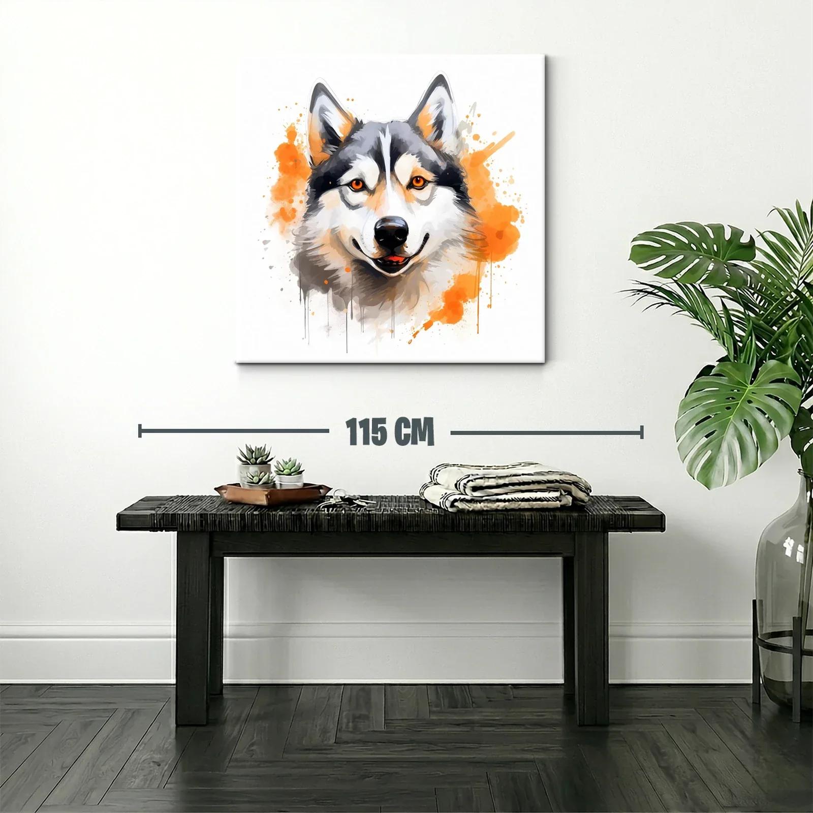 Retrato vibrante de un lobo con toques naranjas — miniatura 2