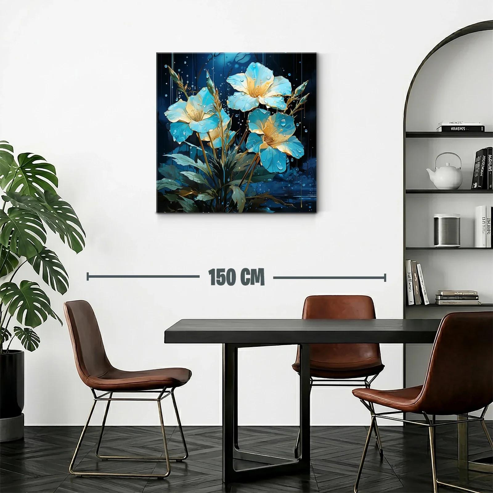 Flores luminosas en tonos azulados con gotas de agua — miniatura 2