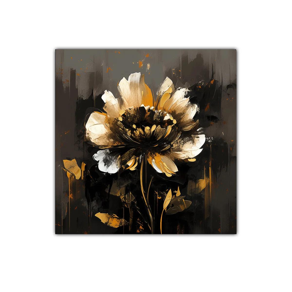 Flor en tonos dorados y negros con estilo abstracto — imagen principal