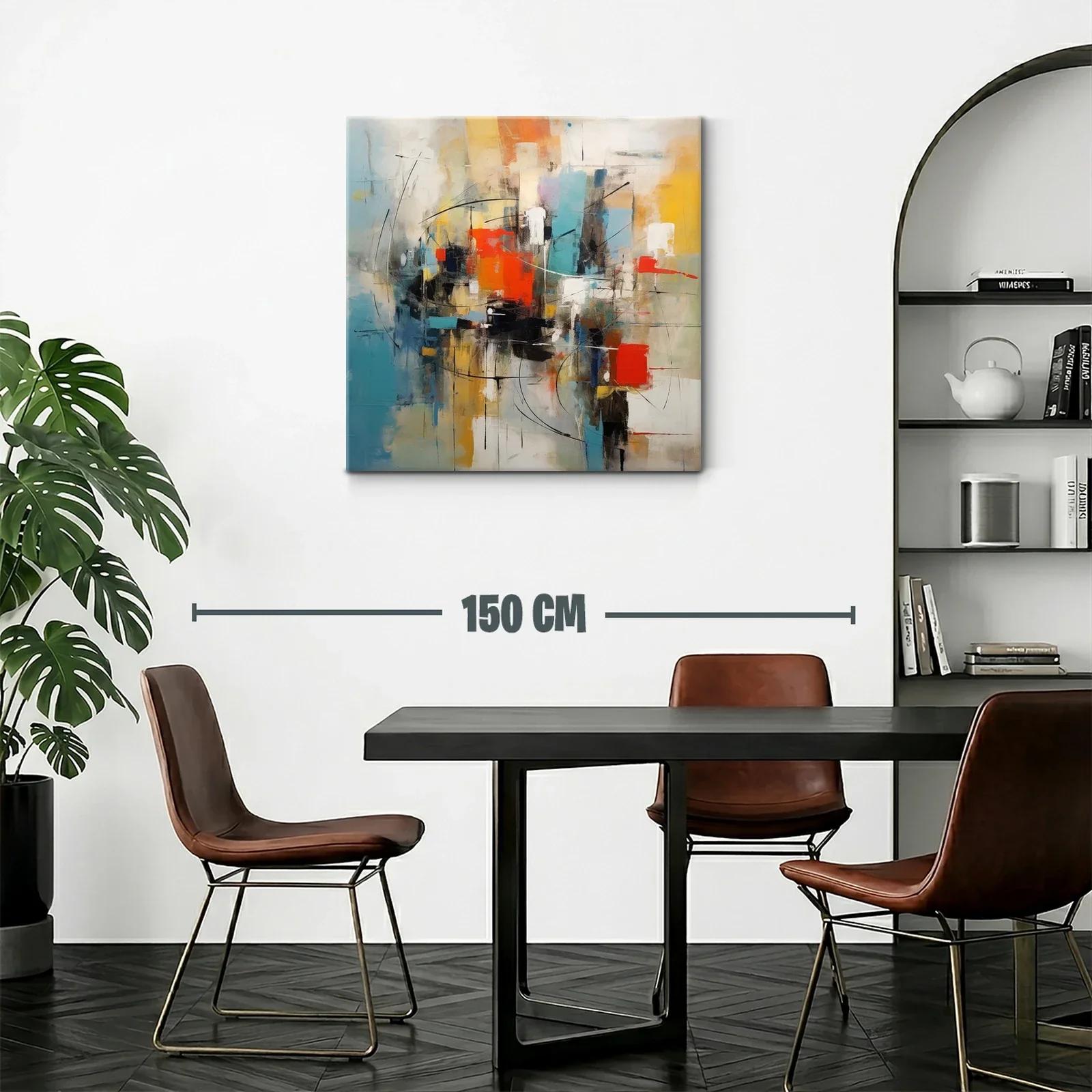 Cuadro abstracto con vibrantes formas y líneas dinámicas — miniatura 2