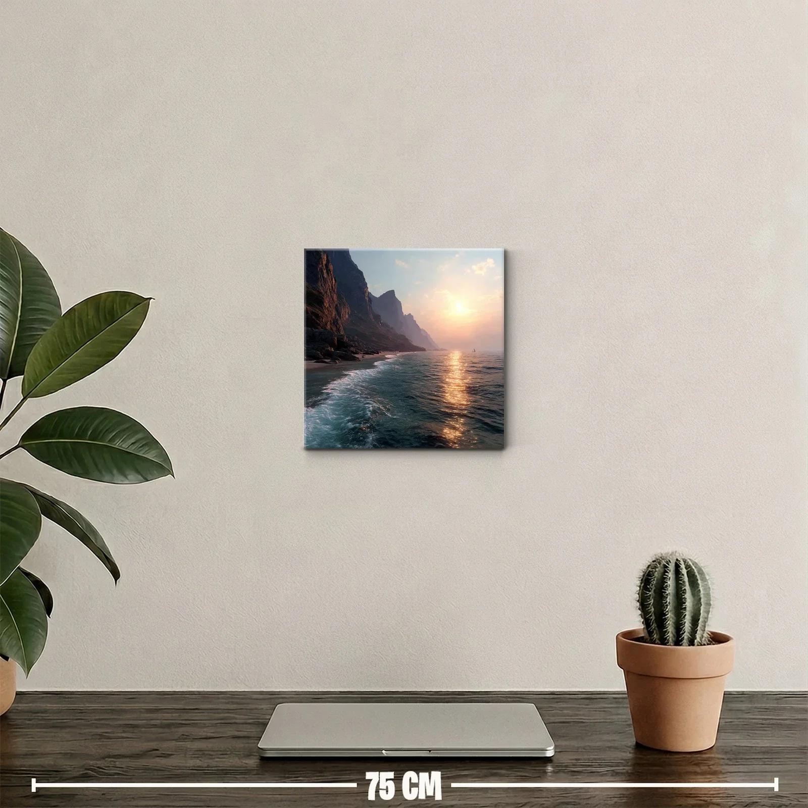 Atardecer en acantilados junto al mar tranquilo y sereno — miniatura 2