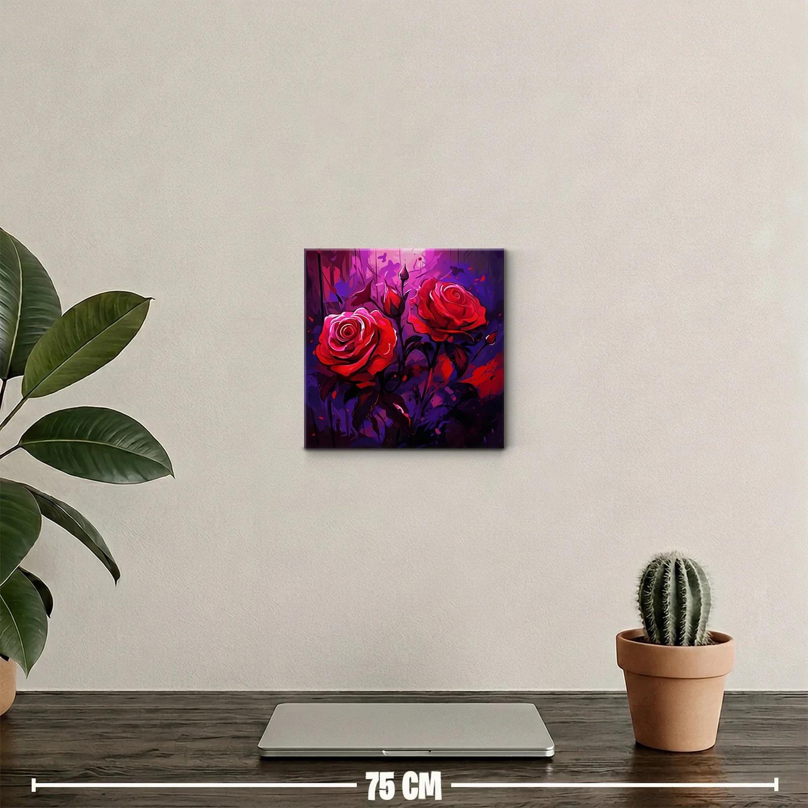 Rosas rojas vibrantes en fondo abstracto púrpura — miniatura 2
