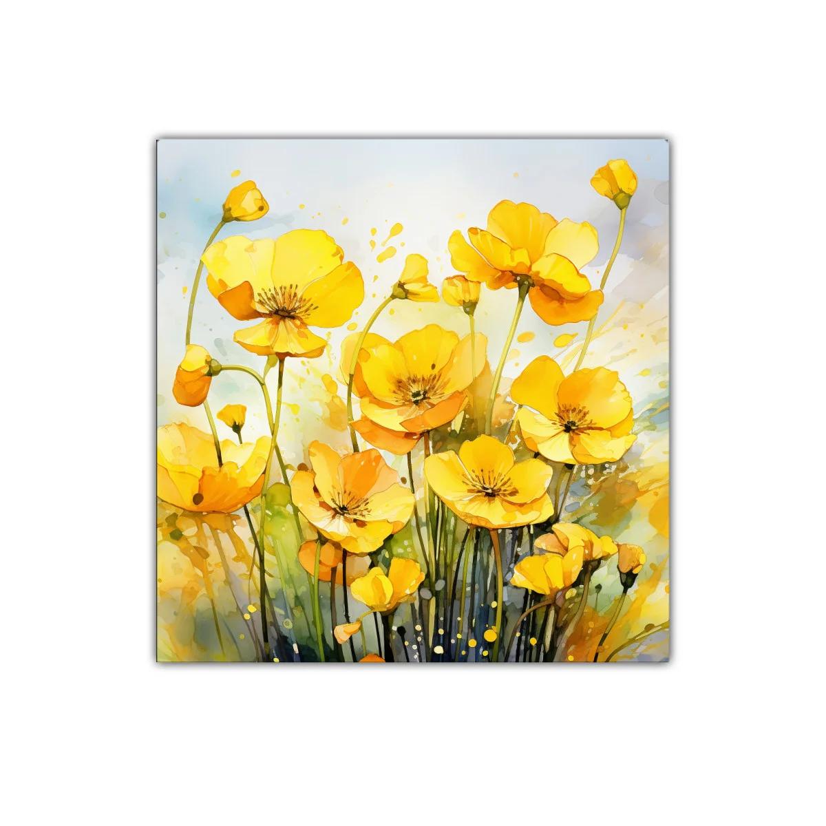 Cuadro con vibrantes flores amarillas para decorar espacios