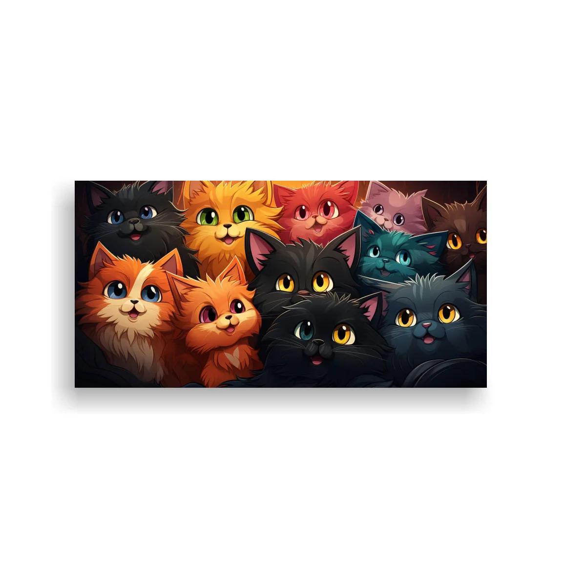 Cuadro grupo de gatos de colores con hocicos pequeños — imagen principal