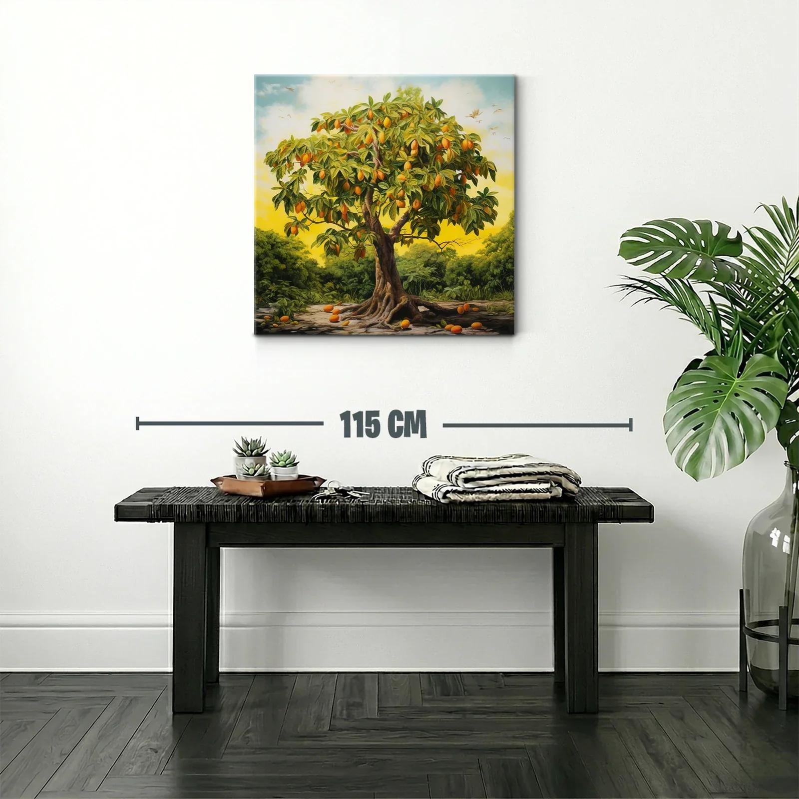 Cuadro árbol frutal en paisaje al atardecer vibrante — miniatura 2