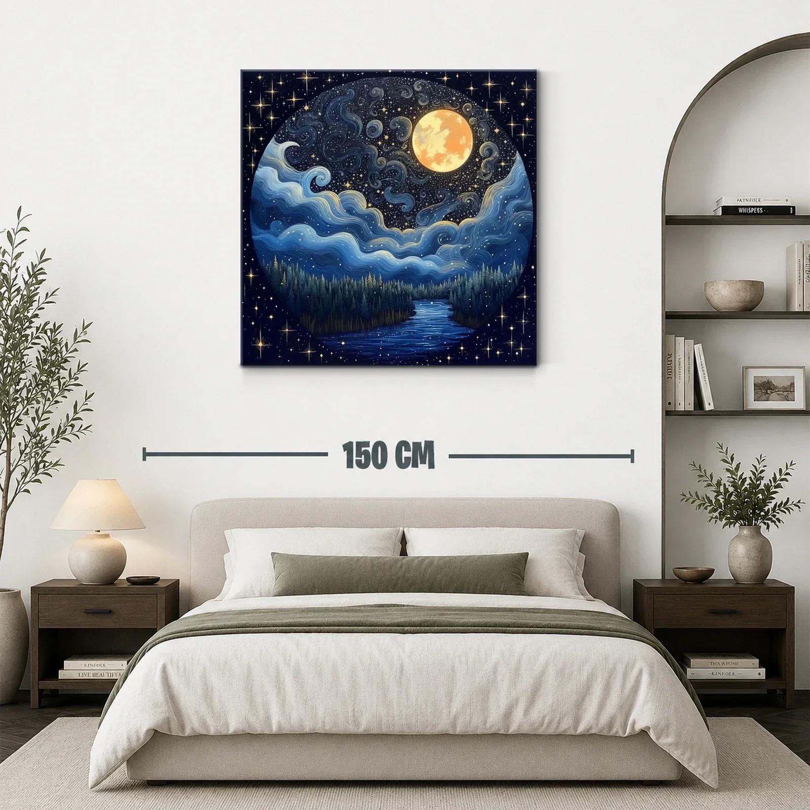 Paisaje nocturno con luna llena y cielo estrellado — miniatura 3