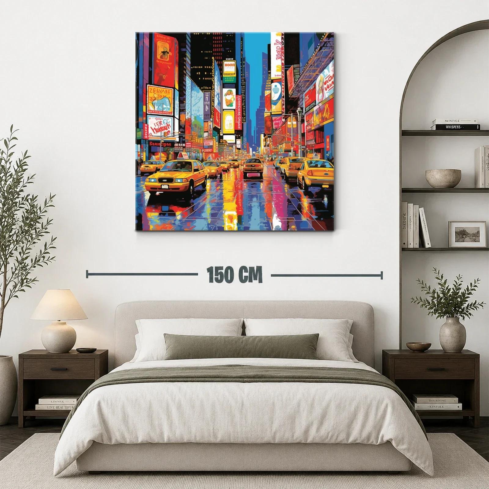 Atardecer vibrante en la ciudad llena de taxis amarillos — miniatura 3