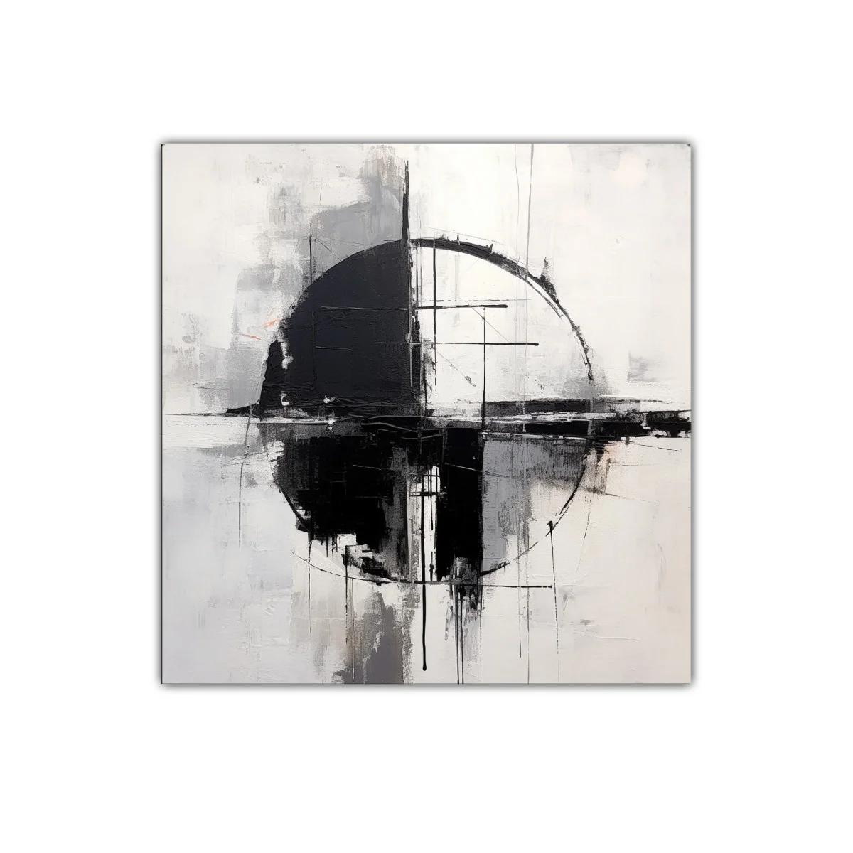 Arte Abstracto Geométrico en Blanco y Negro Equilibrado
