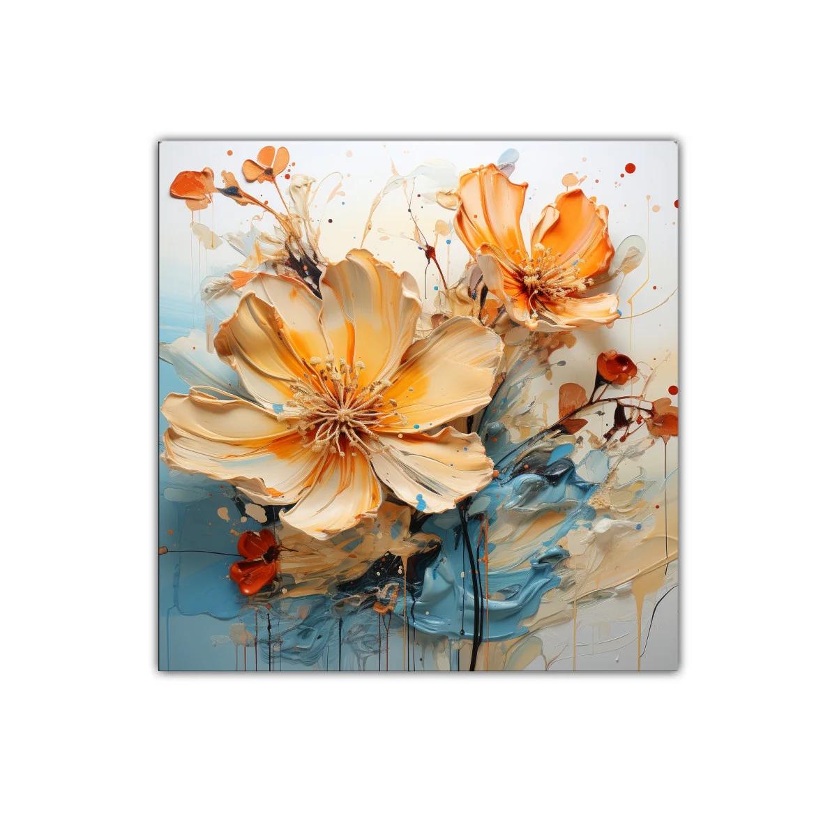 Cuadro decorativo con flores vibrantes y detalles dinámicos