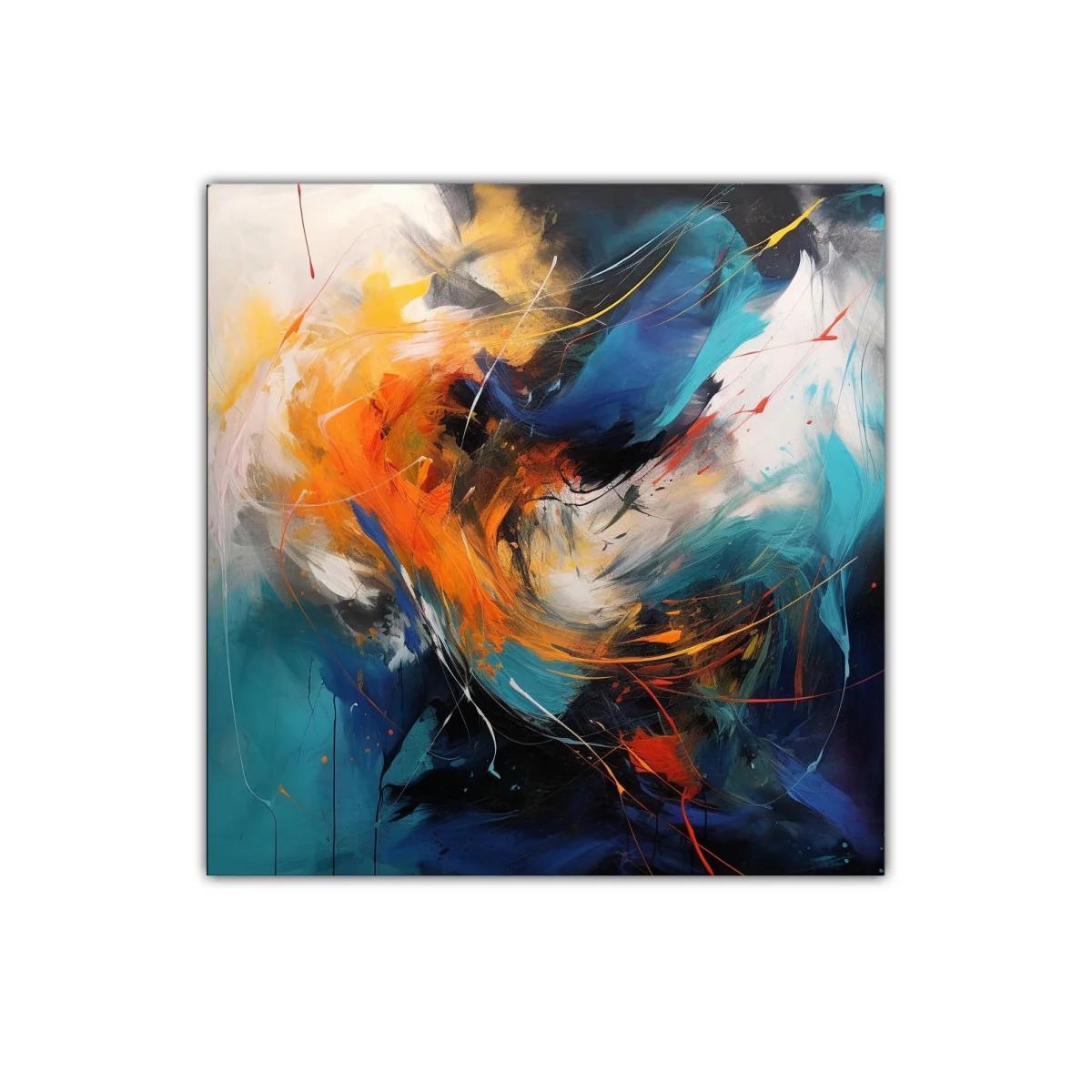 Cuadro abstracto dinámico con trazos vibrantes y contrastes intensos — imagen principal