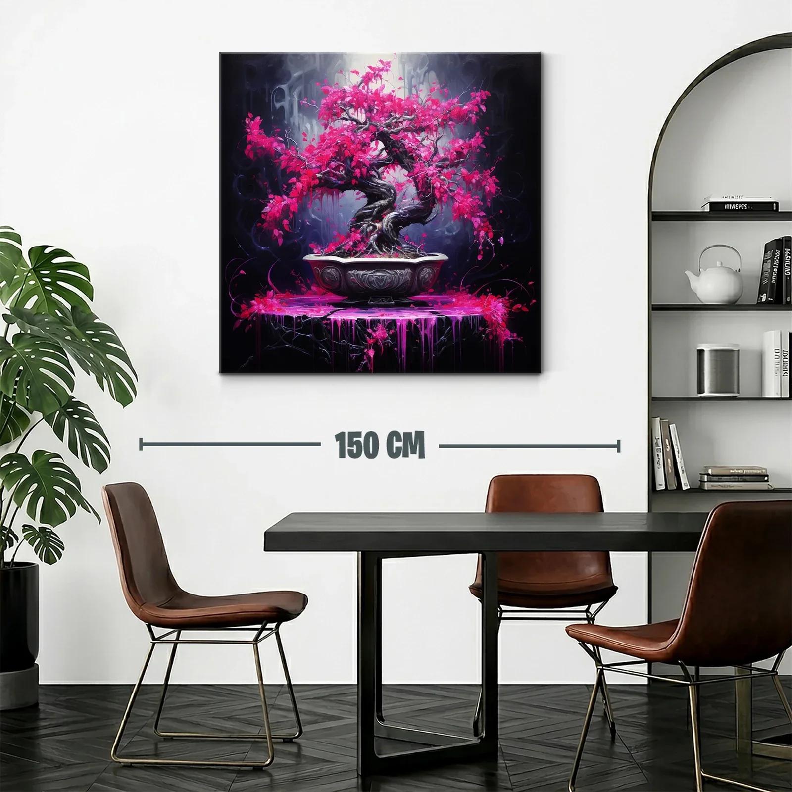 Bonsái vibrante con hojas fucsias en contraste oscuro — miniatura 2
