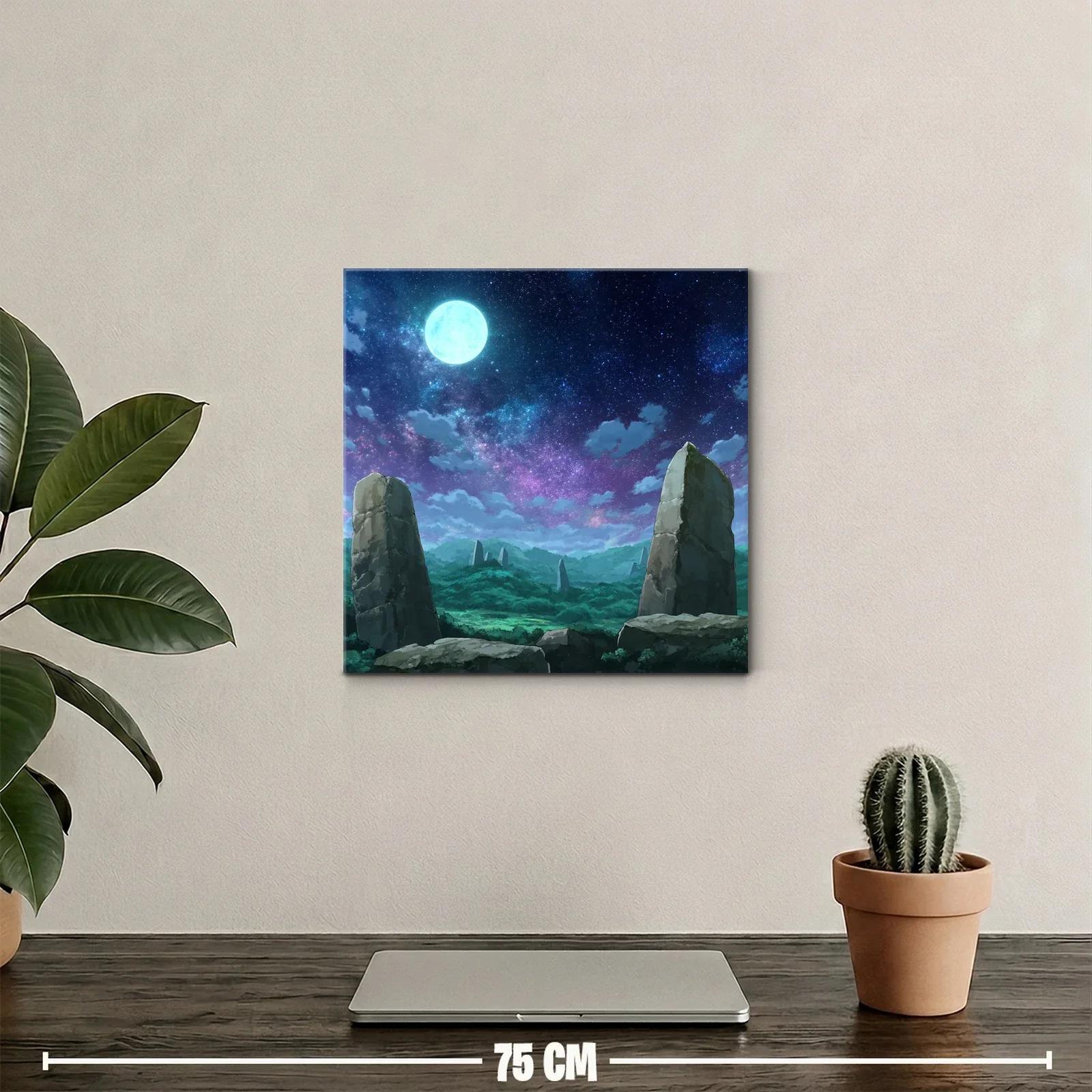 Paisaje nocturno con piedras monolíticas y cielo estrellado — miniatura 2