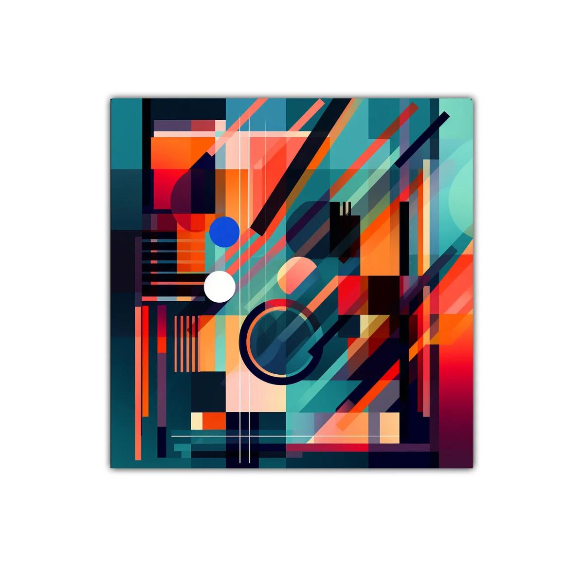 Cuadro abstracto con formas geométricas y colores vibrantes