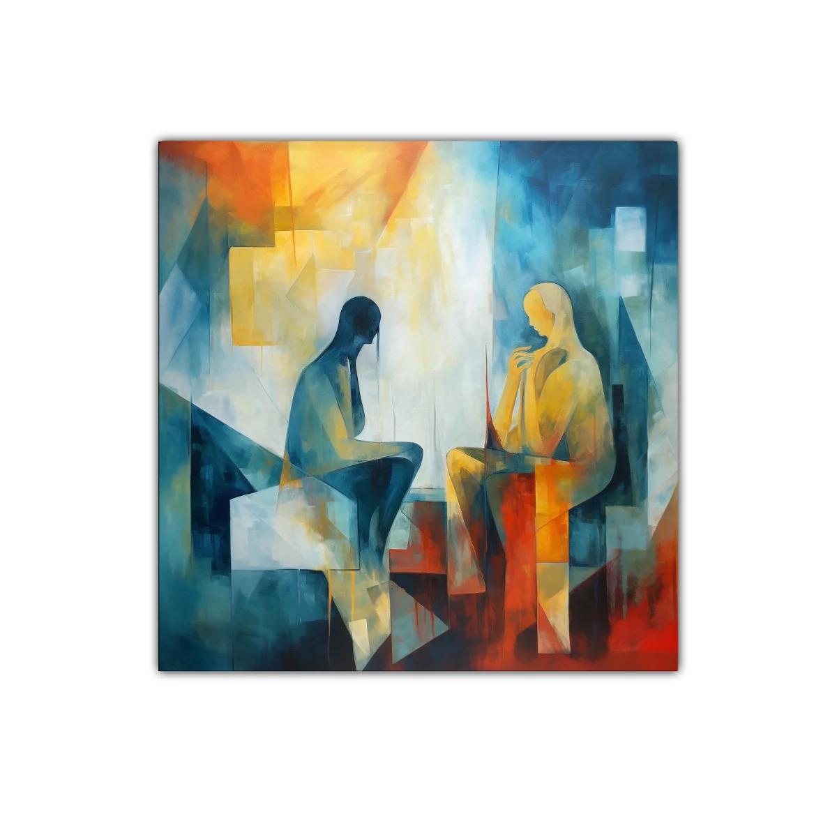 Figura doble en contraste de luz y sombra vibrante — imagen principal