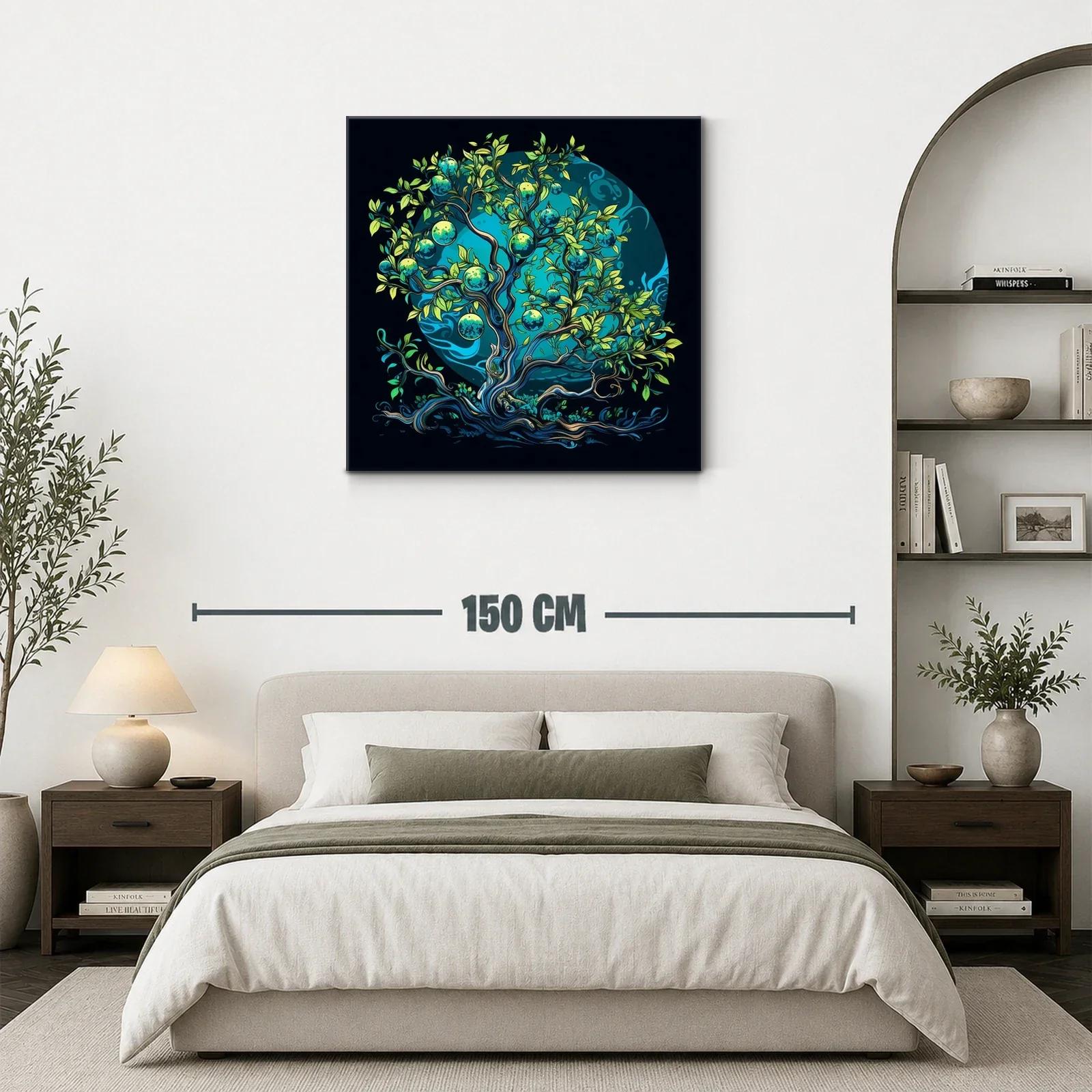 Árbol mágico con frutos azules en fondo místico — miniatura 3