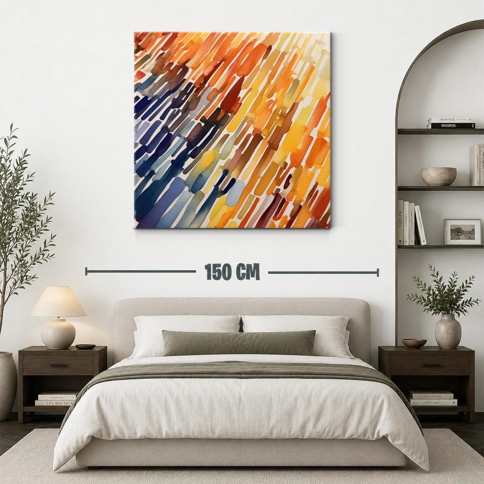 Arte abstracto con tonos cálidos y fríos en trazos verticales — miniatura 3