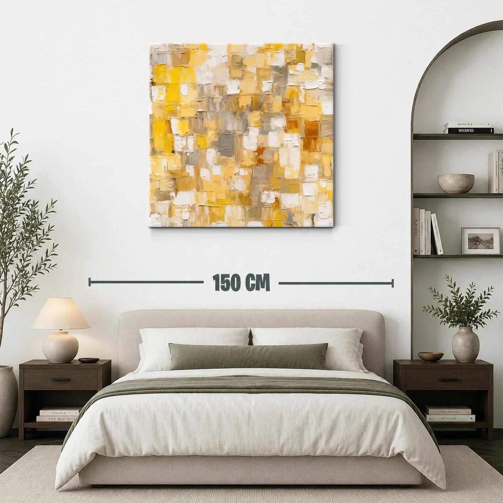 Cuadro abstracto en tonos amarillos y beige cálidos — miniatura 3
