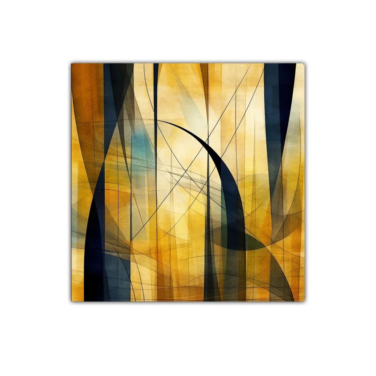 Composición abstracta en tonos cálidos y azulados