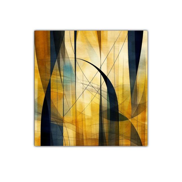 Composición abstracta en tonos cálidos y azulados