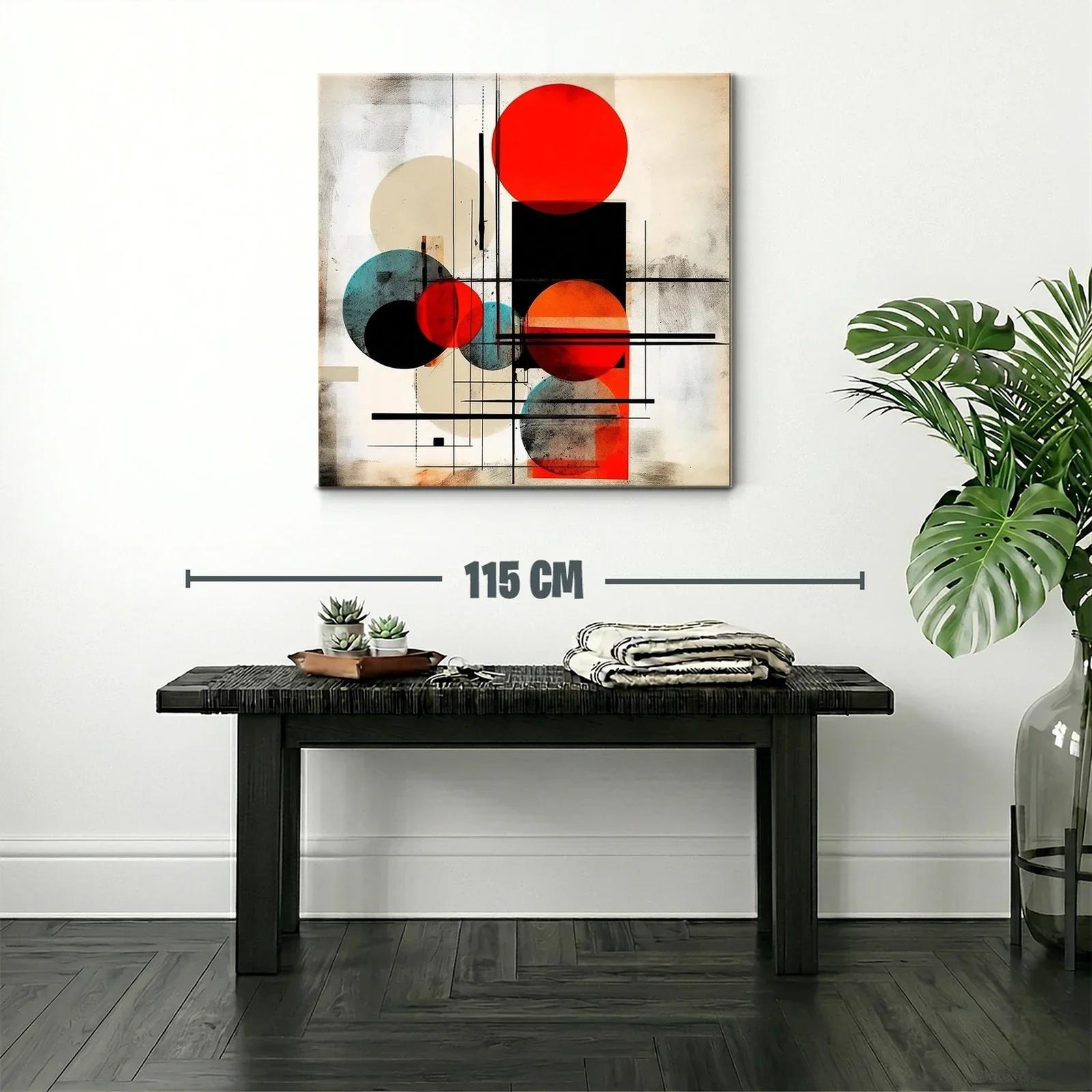 Composición geométrica con círculos rojo y azul vibrante — miniatura 2