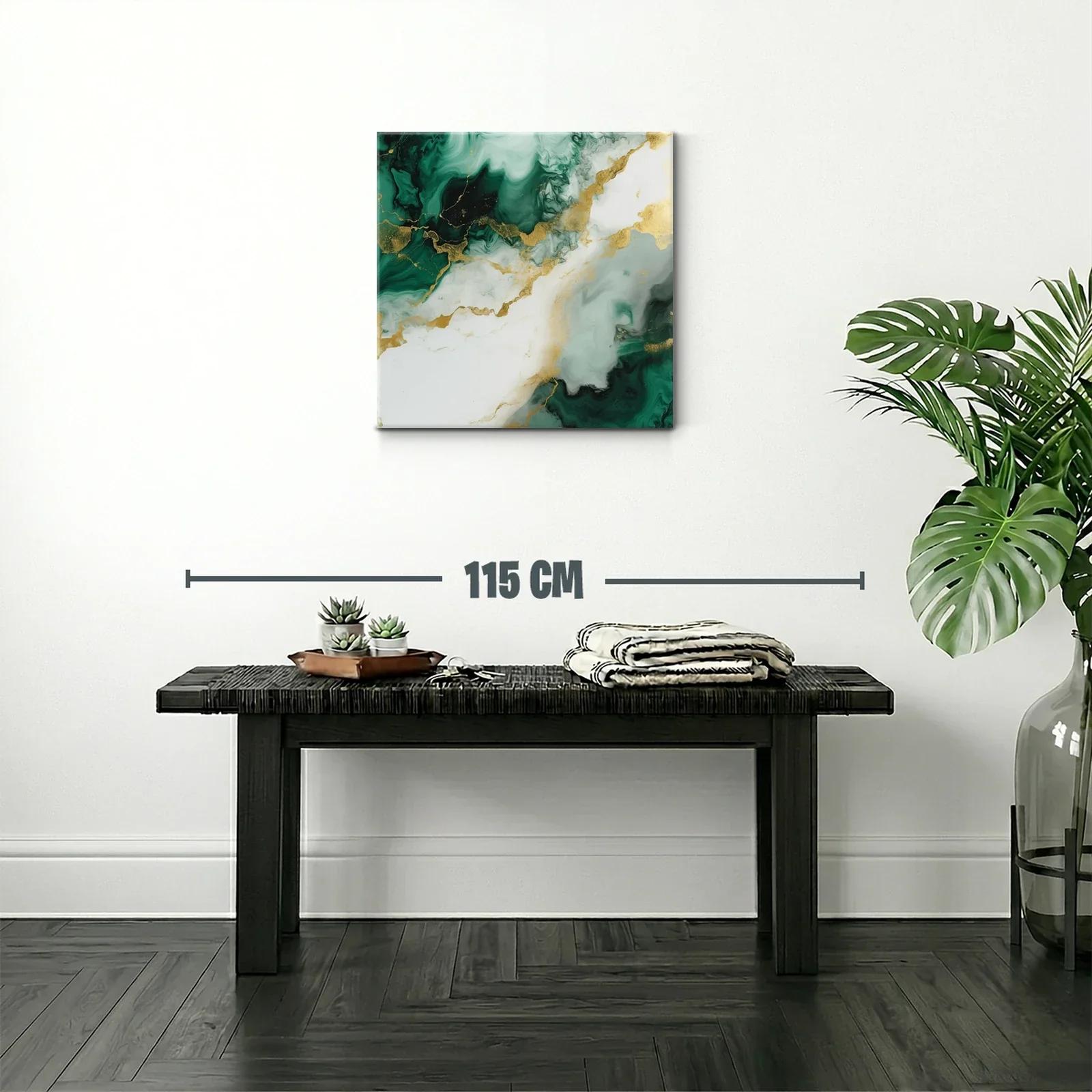 Cuadro abstracto con tonos verdes y dorados elegantes — miniatura 2
