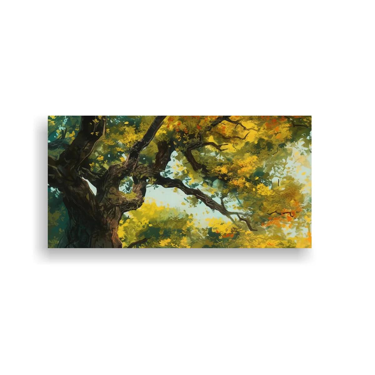 Cuadro árbol frondoso con luz clara y ramas extendidas
