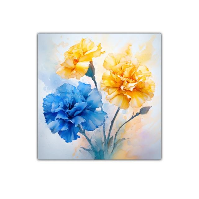 Flores vibrantes en tonos azules y amarillos delicados
