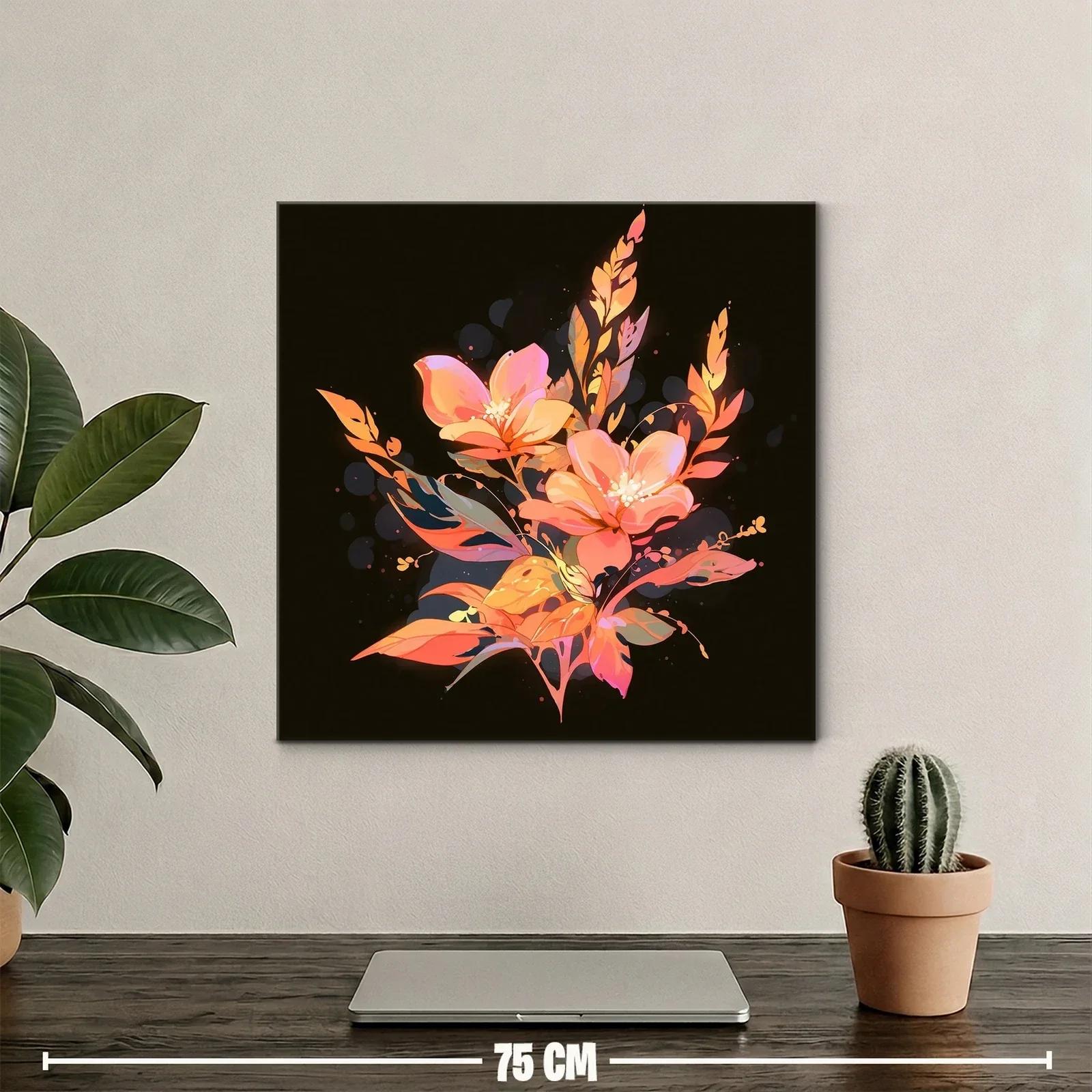 Composición floral vibrante con tonos cálidos sobre fondo oscuro — miniatura 2
