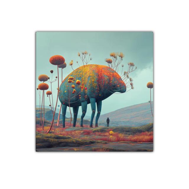 Impresionante criatura fantástica en paisaje onírico colorido