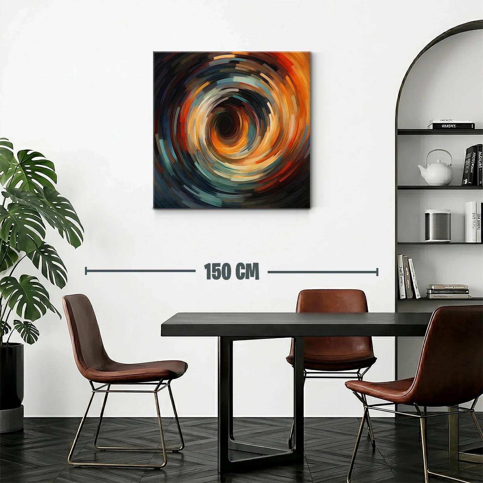 Cuadro abstracto con espiral dinámica de tonos cálidos y fríos — miniatura 2