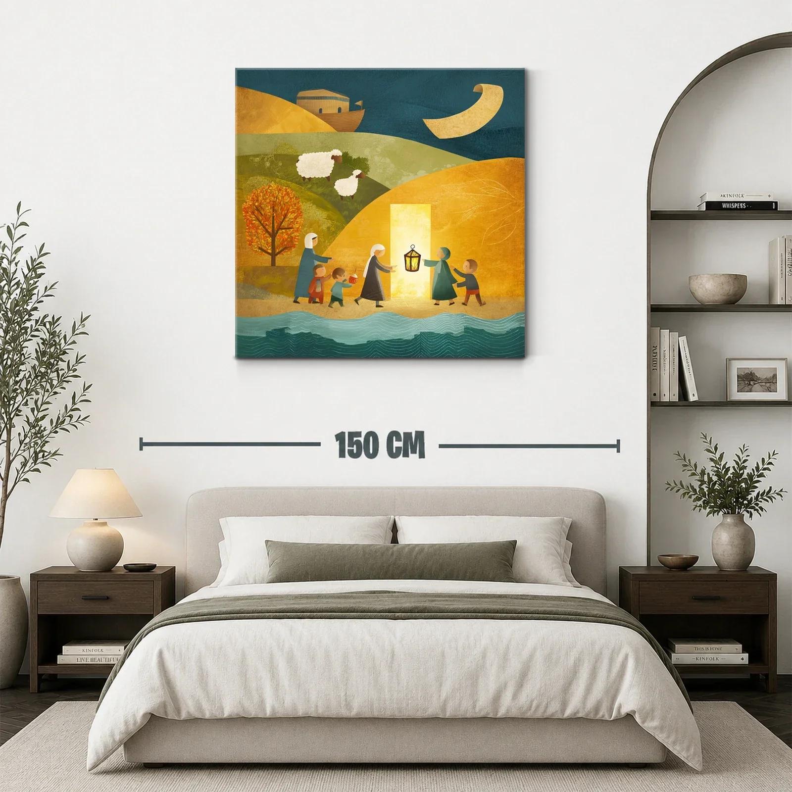 Cuadro infantil con paseo nocturno y tonos cálidos — miniatura 3