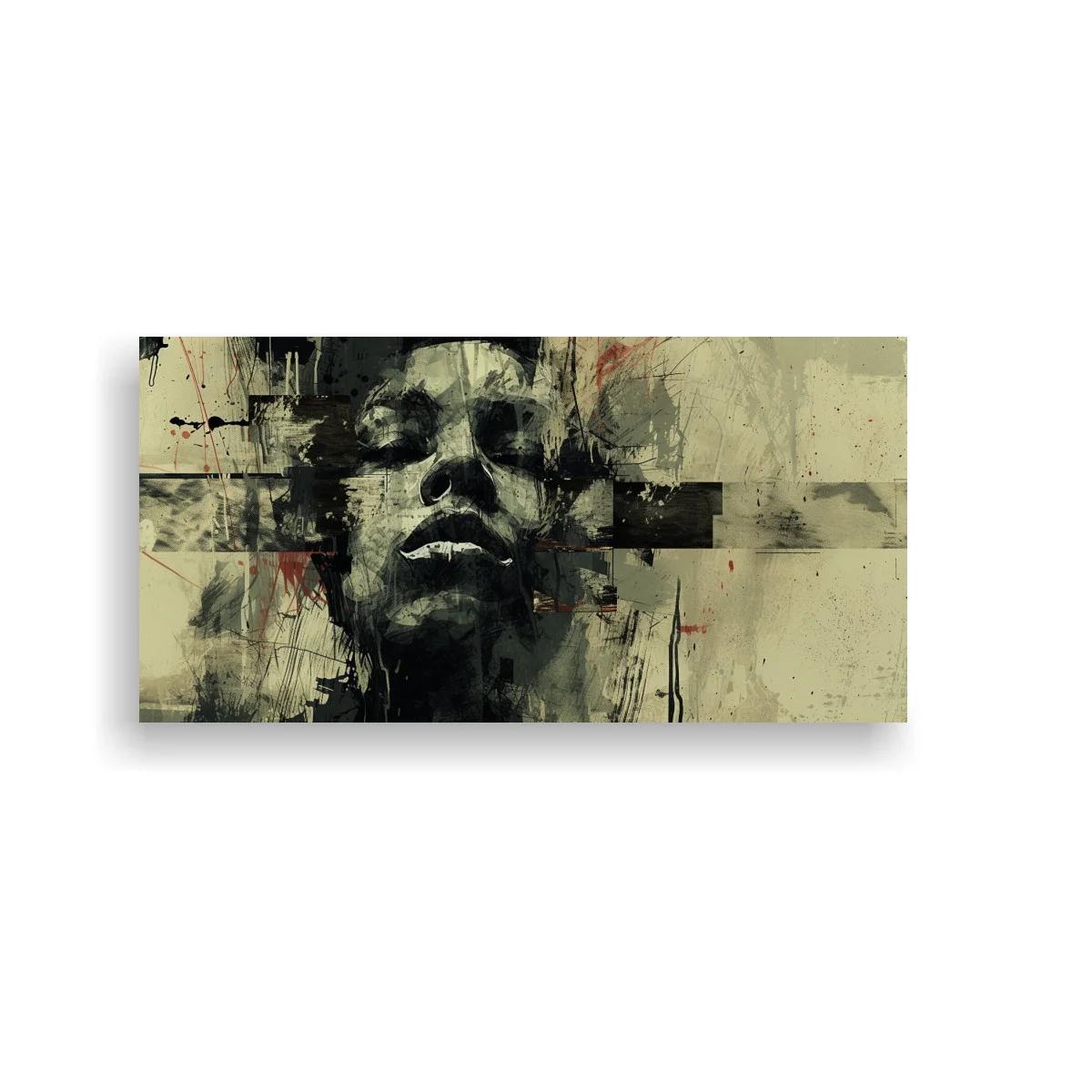 Cuadro rostro humano integrado con manchas abstractas