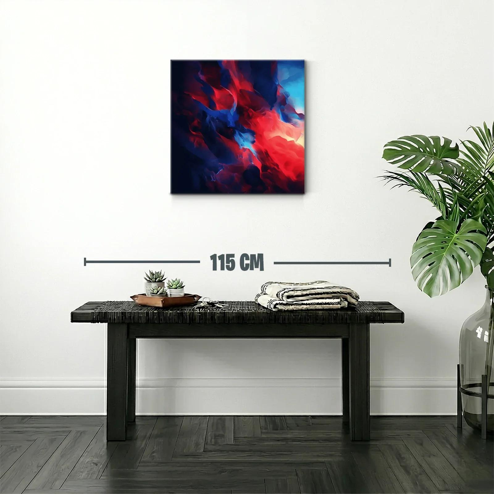 Cuadro abstracto con enérgicos tonos rojos y azules intensos — miniatura 2